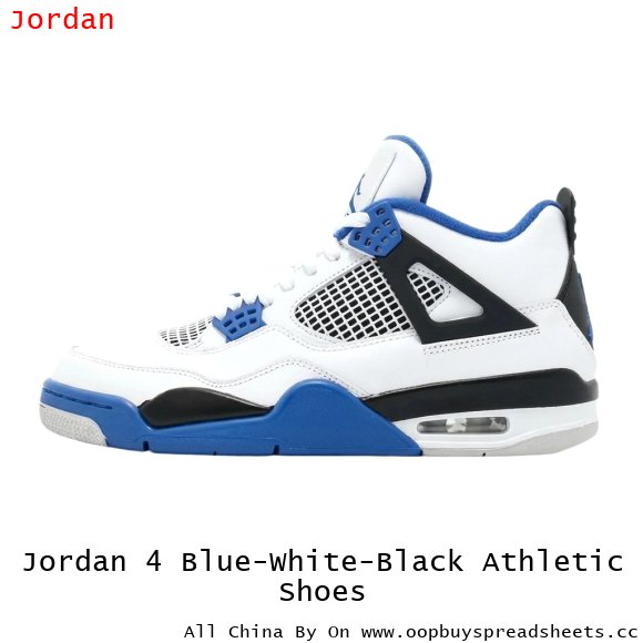 Jordan 4 Blue-White-Black Athletic Shoes