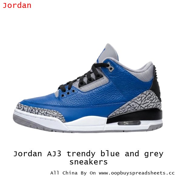 Jordan AJ3 trendy blue and grey sneakers
