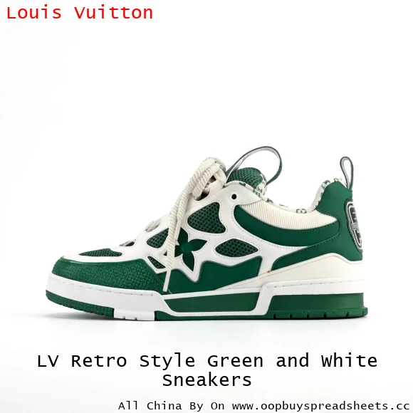 LV Retro Style Green and White Sneakers