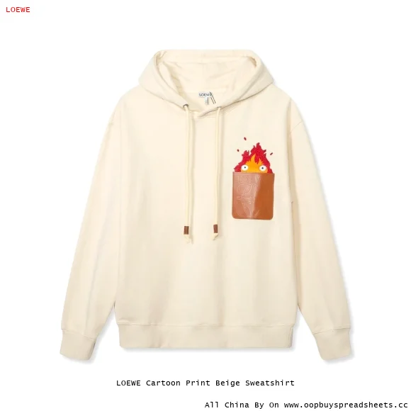 LOEWE Cartoon Print Beige Sweatshirt