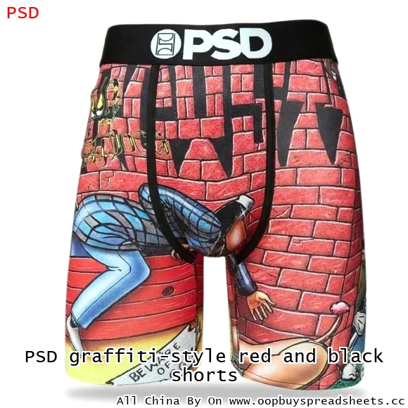 PSD graffiti-style red and black shorts