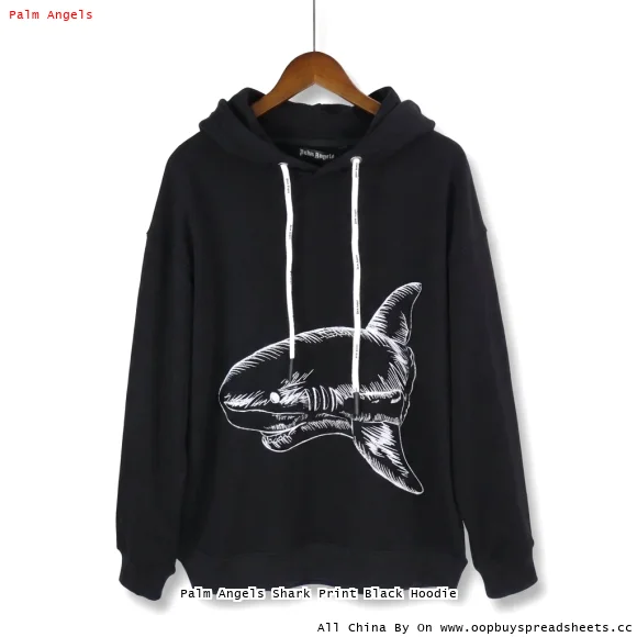 Palm Angels Shark Print Black Hoodie