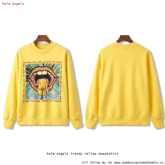 Palm Angels Trendy Yellow Sweatshirt