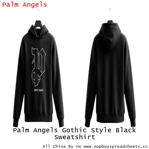 Palm Angels Gothic Style Black Sweatshirt
