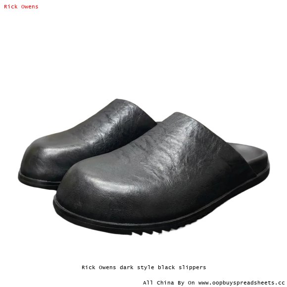 Rick Owens dark style black slippers
