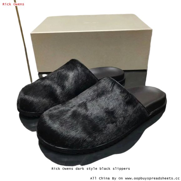 Rick Owens dark style black slippers