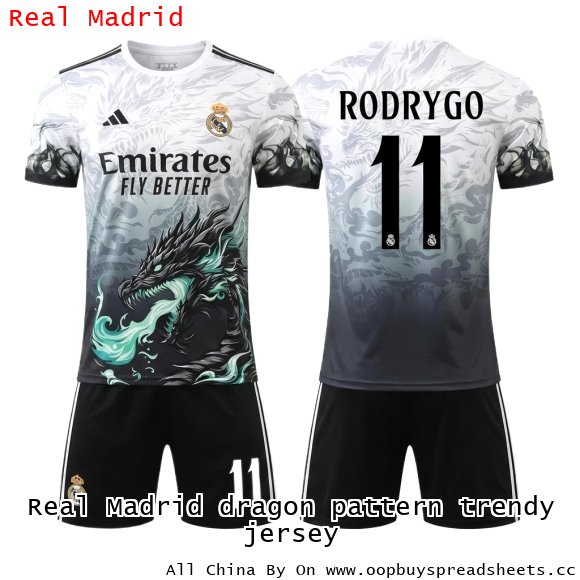 Real Madrid dragon pattern trendy jersey