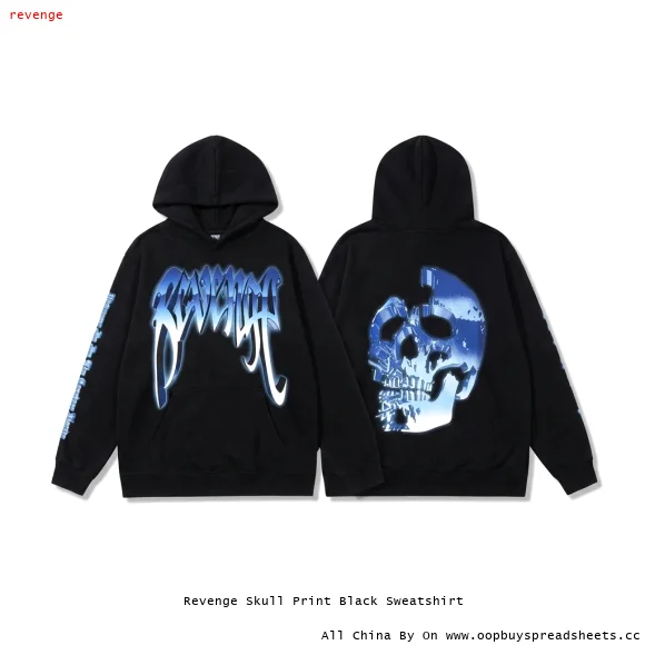 Revenge Skull Print Black Sweatshirt