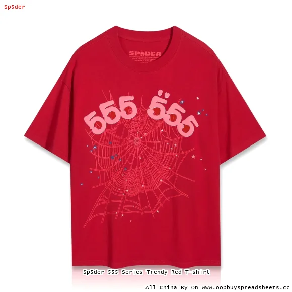 Sp5der 555 Series Trendy Red T-shirt