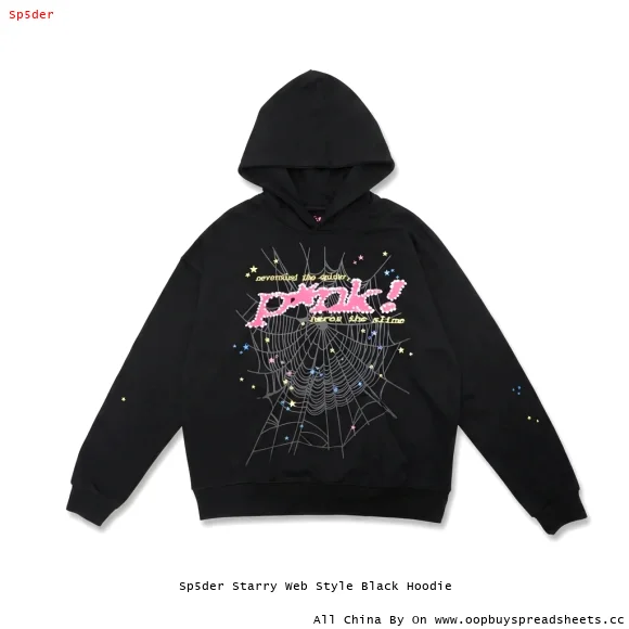 Sp5der Starry Web Style Black Hoodie