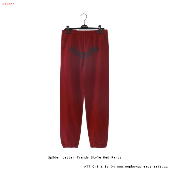 Sp5der Letter Trendy Style Red Pants