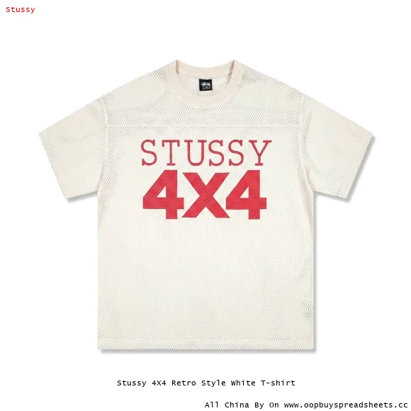 Stussy 4X4 Retro Style White T-shirt