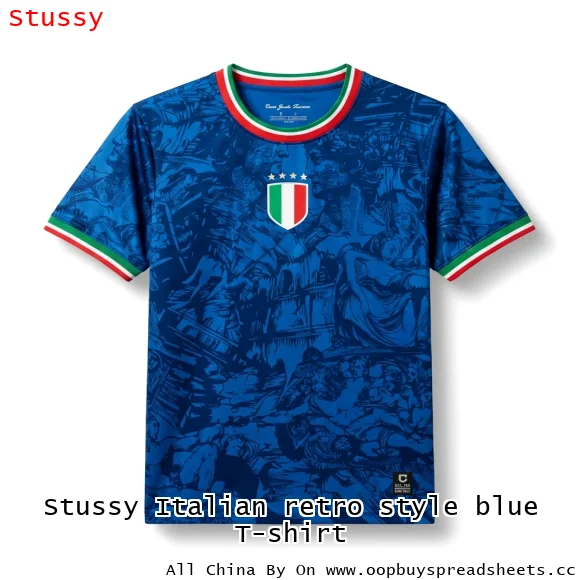 Stussy Italian retro style blue T-shirt