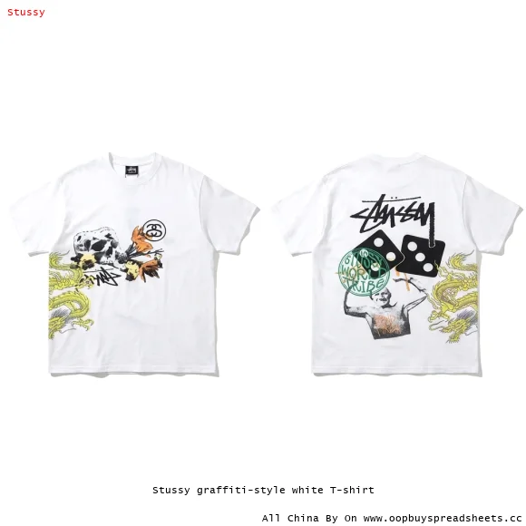 Stussy graffiti-style white T-shirt