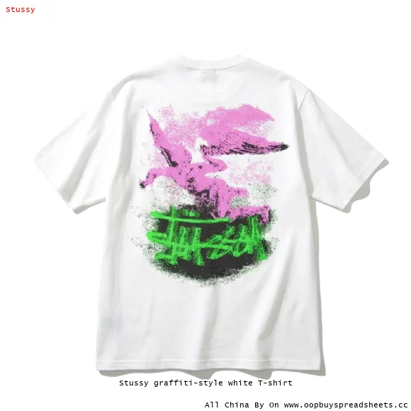 Stussy graffiti-style white T-shirt