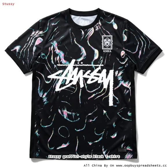 Stussy graffiti-style black T-shirt