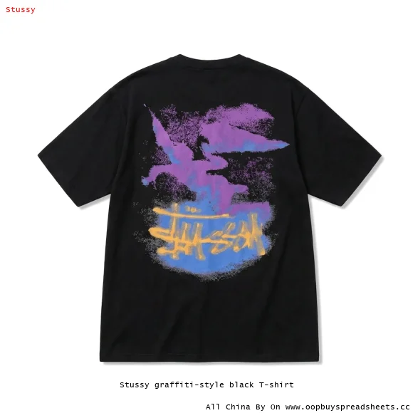 Stussy graffiti-style black T-shirt