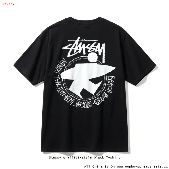 Stussy graffiti-style black T-shirt