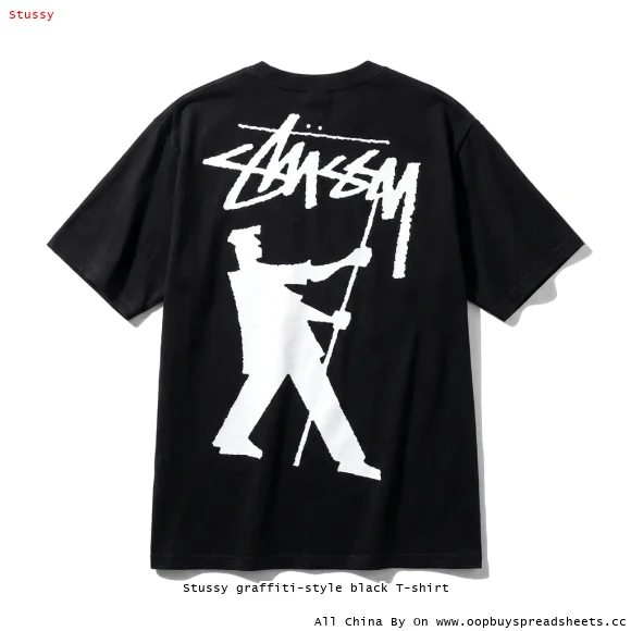 Stussy graffiti-style black T-shirt