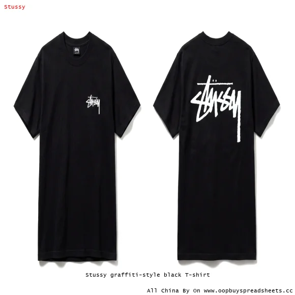 Stussy graffiti-style black T-shirt
