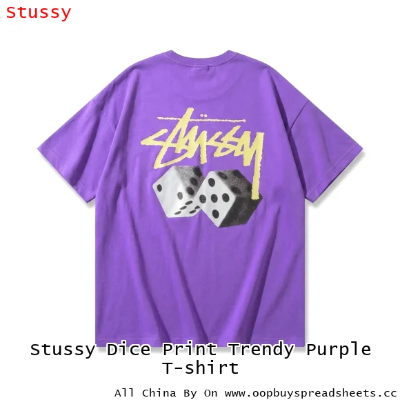 Stussy Dice Print Trendy Purple T-shirt