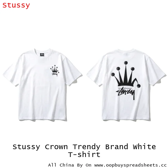 Stussy Crown Trendy Brand White T-shirt