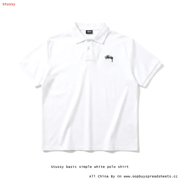 Stussy basic simple white polo shirt