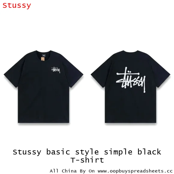 Stussy basic style simple black T-shirt
