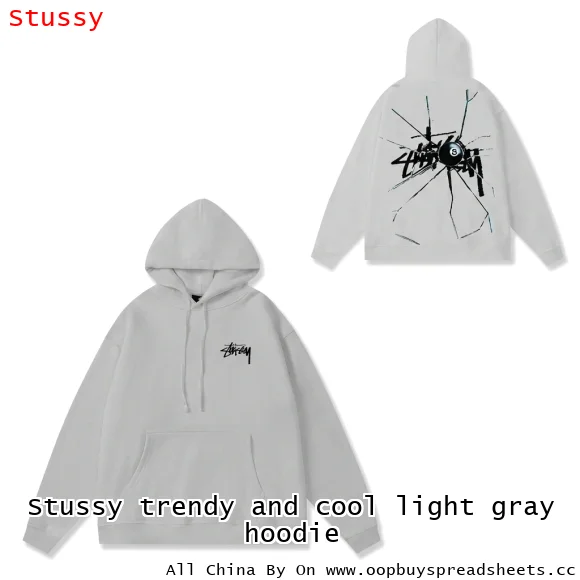 Stussy trendy and cool light gray hoodie