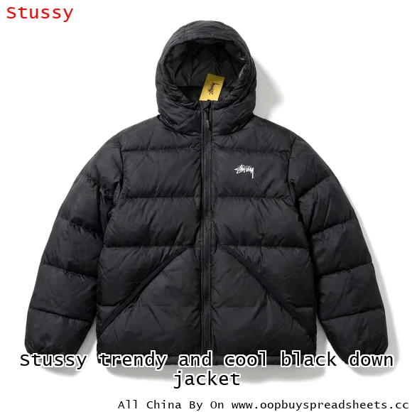 Stussy trendy and cool black down jacket