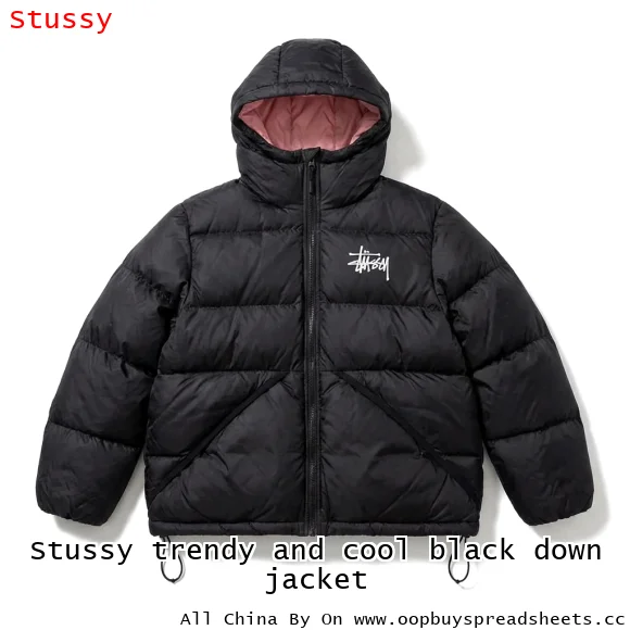 Stussy trendy and cool black down jacket