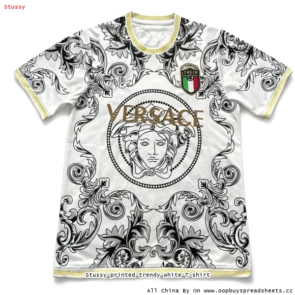 Stussy-printed trendy white T-shirt