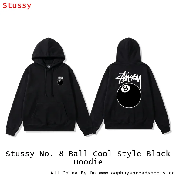 Stussy No. 8 Ball Cool Style Black Hoodie
