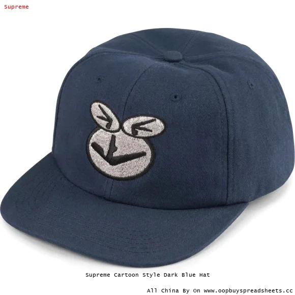 Supreme Cartoon Style Dark Blue Hat
