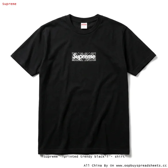 Supreme - printed trendy black T - shirt