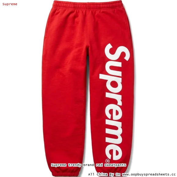 Supreme trendy brand red sweatpants
