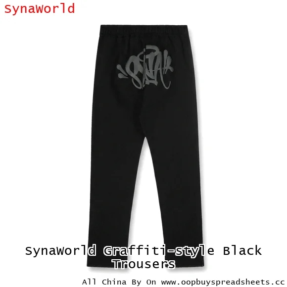 SynaWorld Graffiti-style Black Trousers