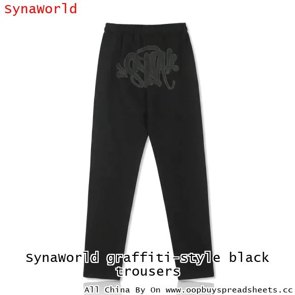 SynaWorld graffiti-style black trousers