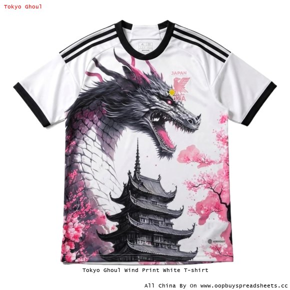 Tokyo Ghoul Wind Print White T-shirt