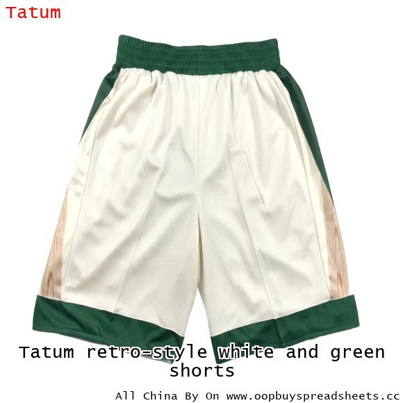 Tatum retro-style white and green shorts