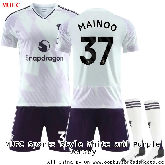 MUFC Sports Style White and Purple Jersey