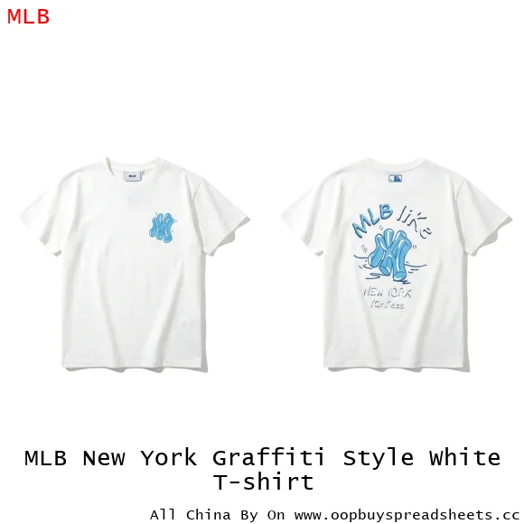 MLB New York Graffiti Style White T-shirt