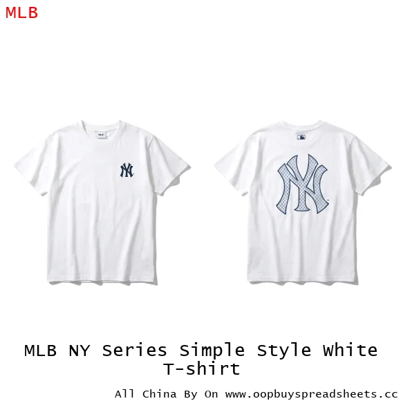 MLB NY Series Simple Style White T-shirt