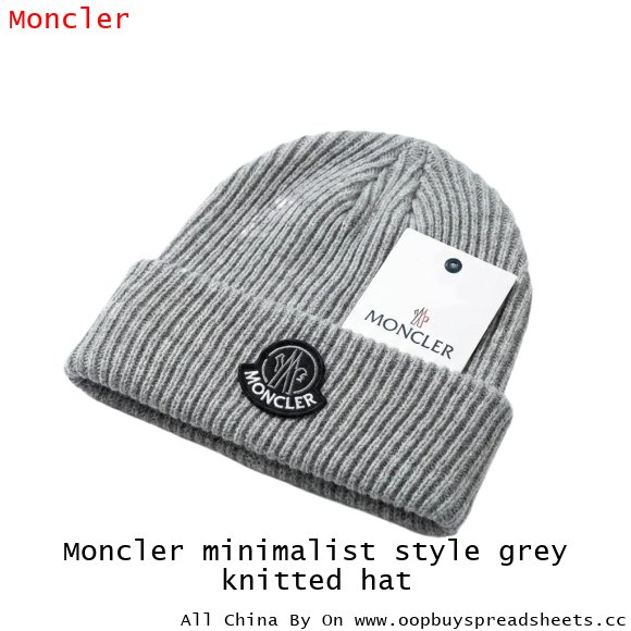 Moncler minimalist style grey knitted hat