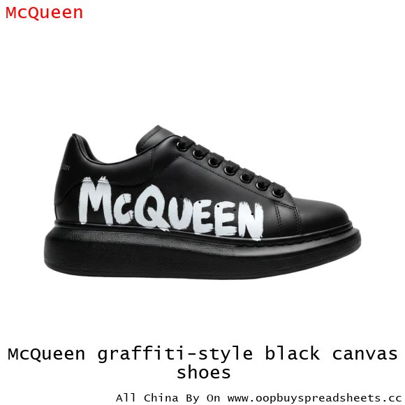 McQueen graffiti-style black canvas shoes