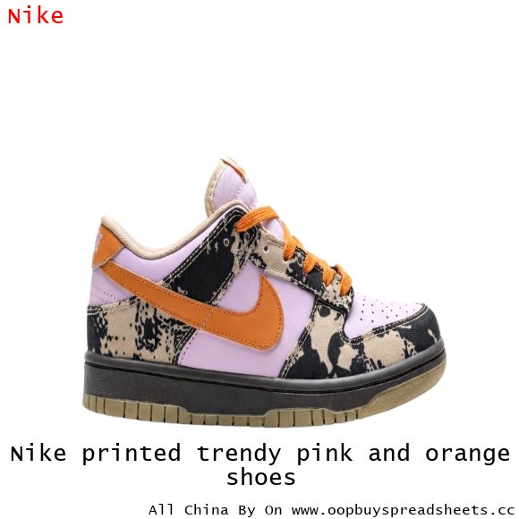 Nike printed trendy pink and orange shoes