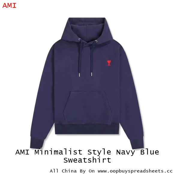 AMI Minimalist Style Navy Blue Sweatshirt