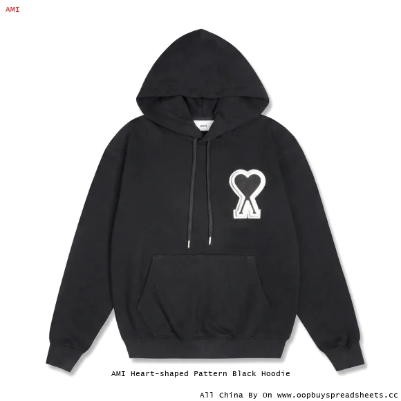AMI Heart-shaped Pattern Black Hoodie