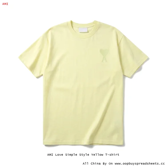AMI Love Simple Style Yellow T-shirt