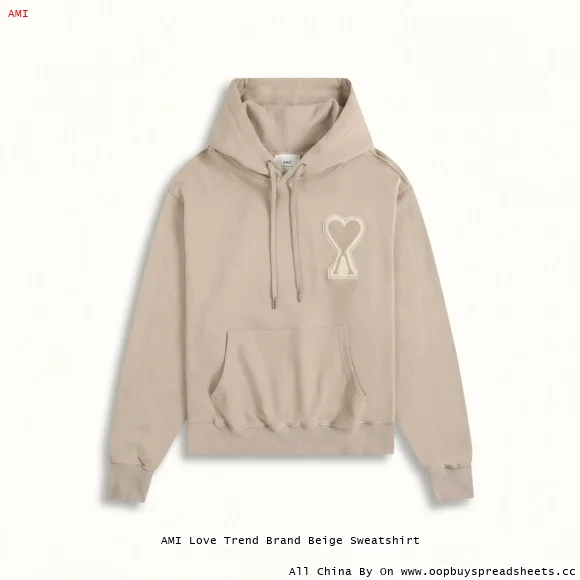 AMI Love Trend Brand Beige Sweatshirt